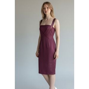 Dion Lee Deep Purple Sheath Midi Dress Women's Size 6 Elegant Cocktail Bodycon